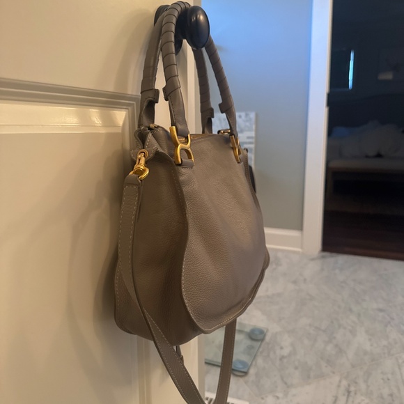 Chloe Medium Marcie Leather Satchel Handbag - Cashmere Grey - Picture 9 of 11